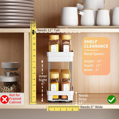 Pull Out Spice Rack Organizer for Cabinet, 3 Packs Slide Out Spice Racks Organizer, Spice Cabinet Organizers, Cabinet Size Need:12'' Highx11'' Deepx5'' Wide,Each Tier Hold 10 Spice Jar - 2 Tier, Black