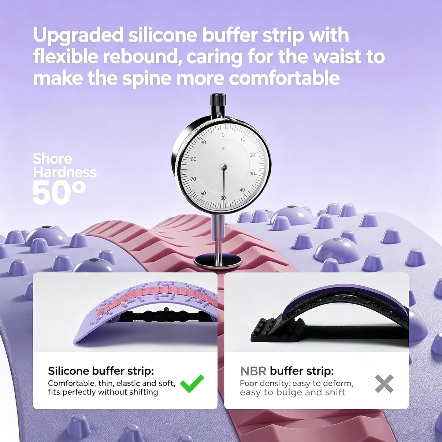 Back Stretcher Device for Lower Back Pain Relief, 3 Level Adjustable Lumbar Board, Back Massager (Black)