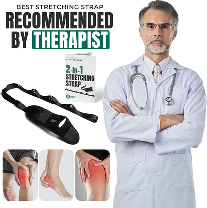 Stretch Strap with Loops Physical Therapy - Full Body Exercise Straps for Stretching with Detachable Foot - Leg & Calf Stretcher for Plantar Fasciitis, Physical Therapy, Pain Relief, and Flexibility