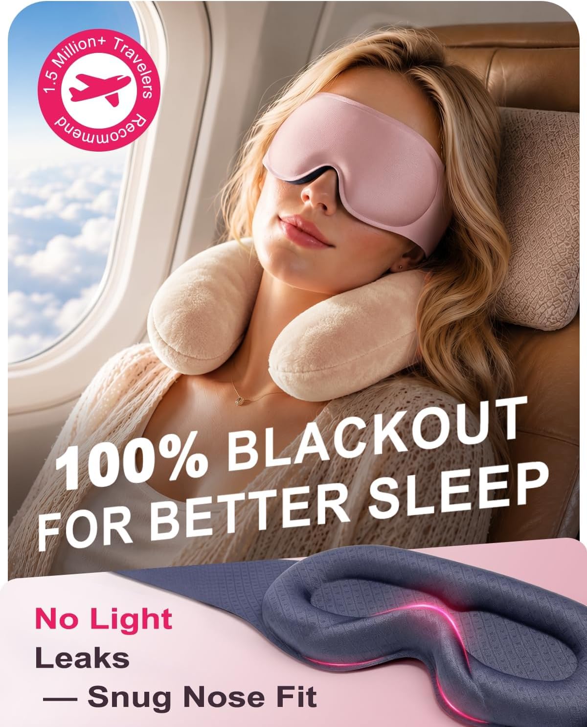 Weighted Eye Mask for Sleeping, 100% Blackout Sleep Mask for Women and Men