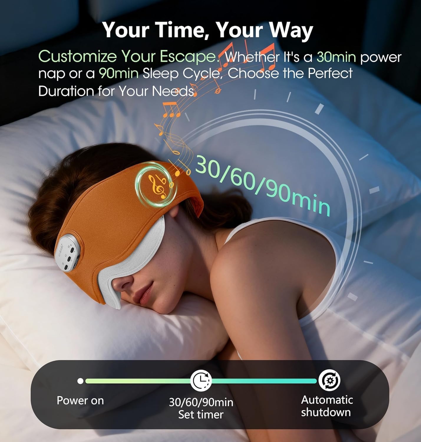 LC-dolida Voice Control Bluetooth Sleep Mask, Bamboo Cotton Bluetooth Sleep Headphones with 3D Zero-Pressure Cups and Timer Setting, Total Blackout Sleep Eye Mask for Side Sleepers (Purple)