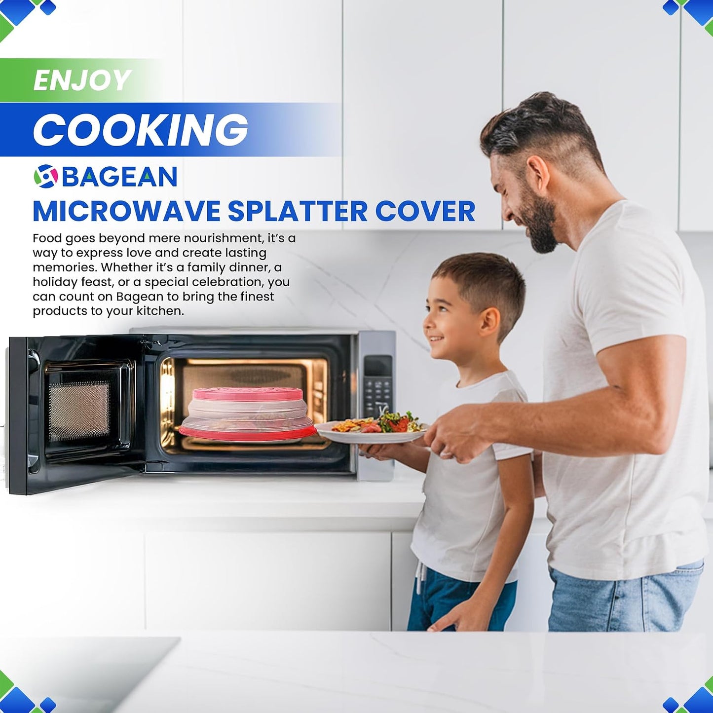 Microwave Splatter Cover 10.5” - Foldable Silicone Microwave Cover for Food | Splatter Covers the Dish and Plate - Durable Silicone Microwave Food Cover Lid With Vents for Microwave Splatter Protection