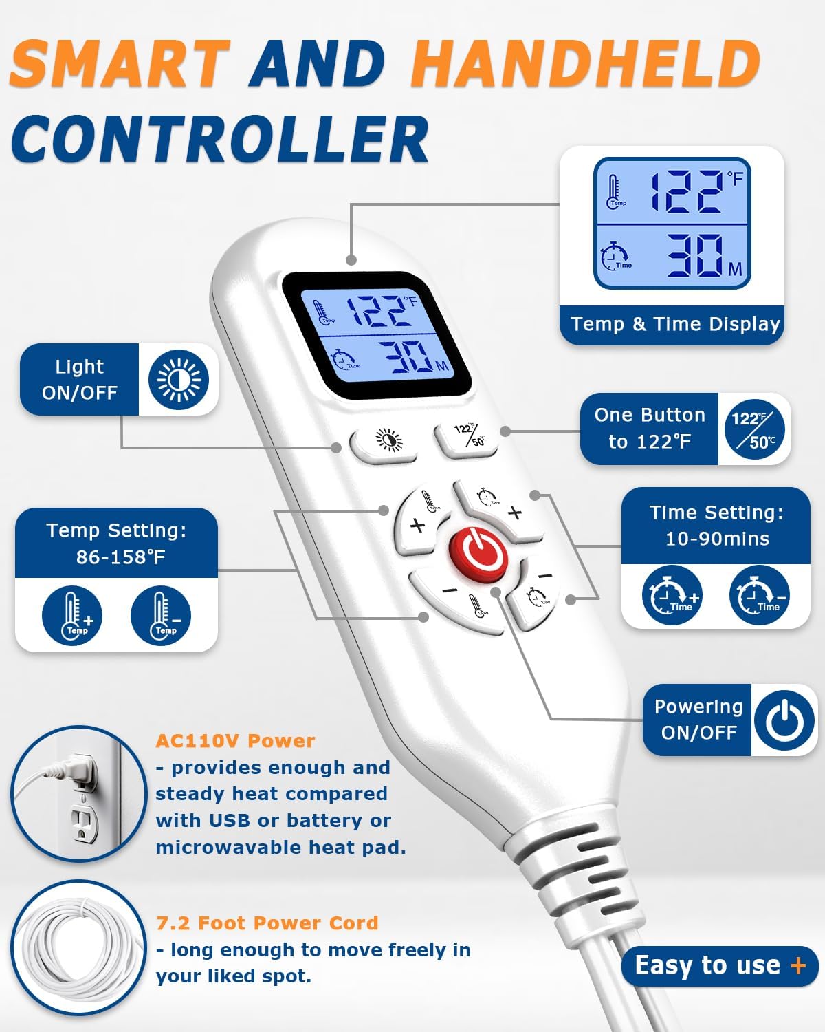 Cordless Leg Massager for Circulation and Pain Relief - 5000mAh Portable Heating Pad for Leg and Calf with 3-Level Vibration Massage, 104-140℉ Adjustable Temperature & 30/45/60 Min Timer