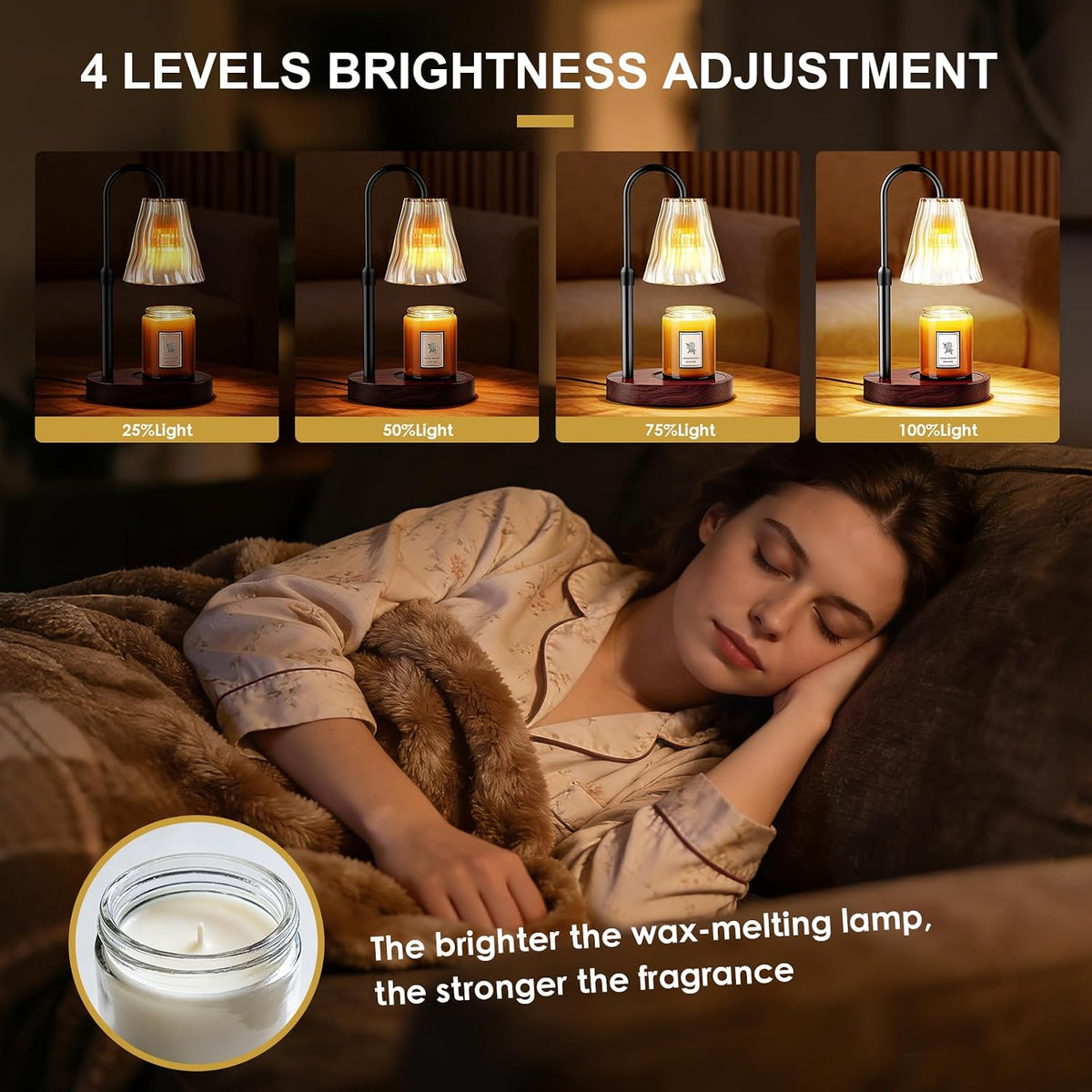 Candle Warmer Lamp with Timer Dimmer, Birthday Gifts for Women Mom Friend Sister, House Warming Gifts New Home Decor, Office Apartment Dorm Room Wax Melt Warmer for Jar Candles with 2 Bulbs