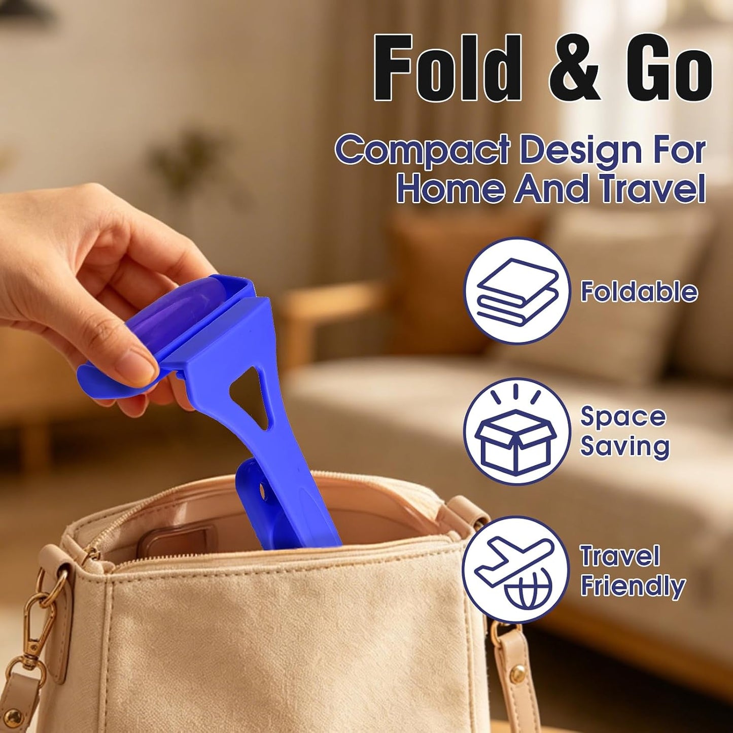 Foldable Manual Leg Massage Rollers for Back, Portable Back Massage Rollers | Women Leg Massage Roller, 3 Rollers with Storage Bag, Dual Hot and Cold Use Body Roller for Leg Facial Muscle Relaxation Blue