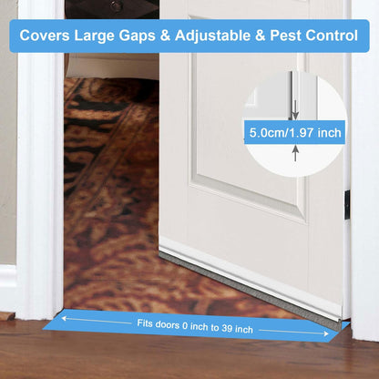 2 PCS Door Draft Stoppers with Brush, Door Sweep 2" W x 39" L White | Soundproof Door Sealer for Exterior/Interior Doors and Dust/Noise/Hot or Cold Air Insulation