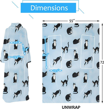 Solaris Wearable Blanket with Sleeves for Adults, Softness Comfort Warmth Fleece Gift for Women Men, Snuggy Body Throw TV Blanket for Home Office Lounge, Gift for Your Lover