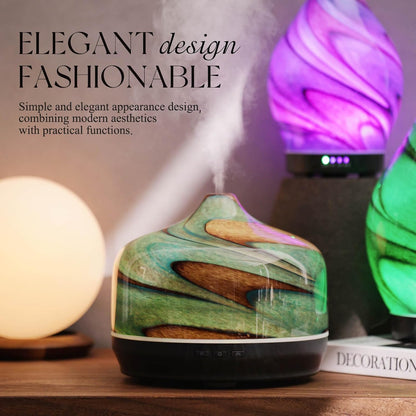 Porseme 500ml Glass Essential Oil Diffuser Aromatherapy Ultrasonic Cool Mist Humidifier 15-21 Running Hours Waterless Auto-Off Air Diffusers for Sleeping Yoga Working Spa(Light Blue)