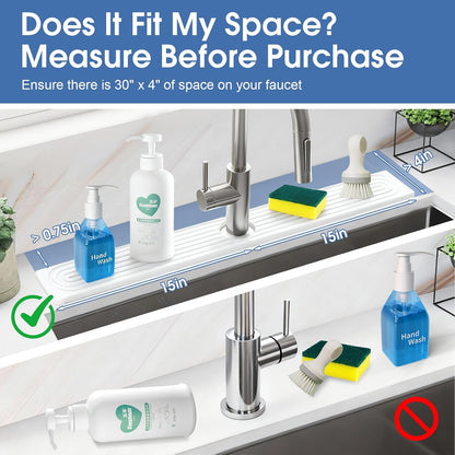 24 Inch Kitchen Sink Splash Guard, Sink Splash Guard Behind Faucet, Silicone Faucet Handle Drip Catcher Tray Mat for Kitchen, Bathroom Counter, Dark Gray, 23.6" x 4"