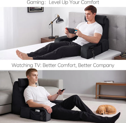 ENITYA 21" Reading Pillow for Bed with Firm Back Support & Big Pockets