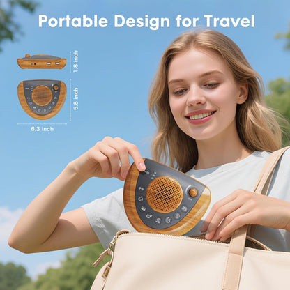 Raynic White Noise Machine, Battery Powered Sound Machine, Portable Sleep Machine with 24 Natural Soothing Sounds, Timer, USB Port, Headphone Jack for Baby, Kids, Adults, Travel, Office, Home (Silver)