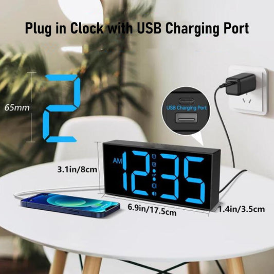 ASHATA Extra Loud Alarm Clock for Heavy Sleeper Hearing Impaired Deaf, Vibrating Alarm Clock with Bed Shaker Under Pillow, 7.4 Inch Mirror LED 3 Modes