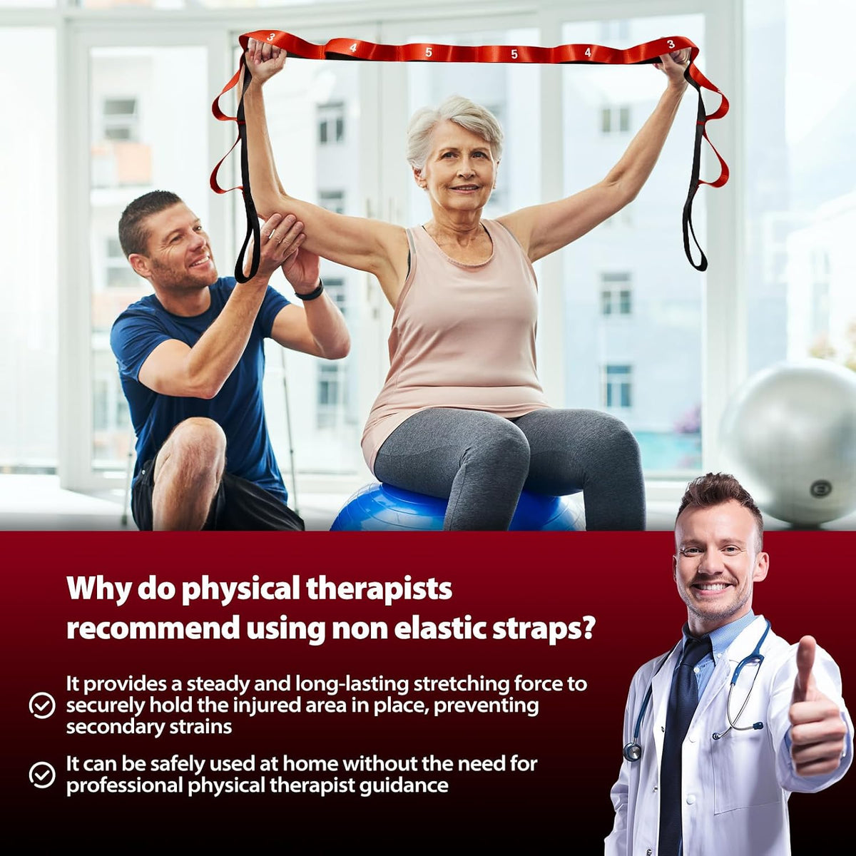Acozycoo Stretching Strap with Loops for Physical Therapy,Knee,Calf,Back