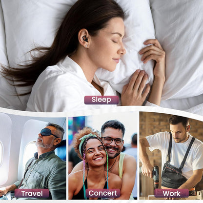 Ear Plugs for Sleeping, 2 Pairs Reusable Ear Plugs for Side Sleepers, 6 Sizes Silicone Ear Tips (Single & Dual Layer) 30dB Noise Reduction for Snoring, Travel & Focus