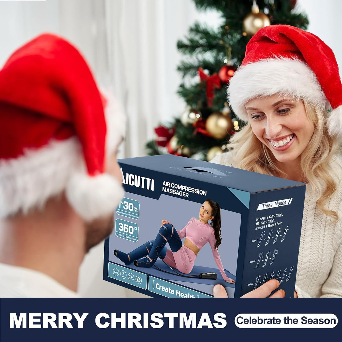 AICUTTI Air Compression Leg Massager with Heat for Foot, Calf, Knee & Thigh - Gifts for Christmas, Mother's Day, Father's Day - Leg Massage Boots for Women & Men - Relieves Muscle Tension and Pain