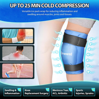 Ice Packs for Injuries Reusable Knee Gel Ice Pack Wrap for Swelling Black