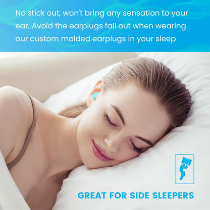 Ear Plugs for Sleeping & Snoring - 12 Pairs Moldable Silicone Gel Earplugs for Noise Cancelling, Swimming, Airplane, 32 dB NRR Reusable Waterproof Ear Plugs for Men Women (Blue)
