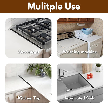 RECAPS Stainless Steel Extendable Stove Gap Covers Fliter 13.8"to 27.5"In | Stove Side Gap Covers for Kitchen, Heat Resistant Oven Crack Guard for Counter (2 Packs，Black）