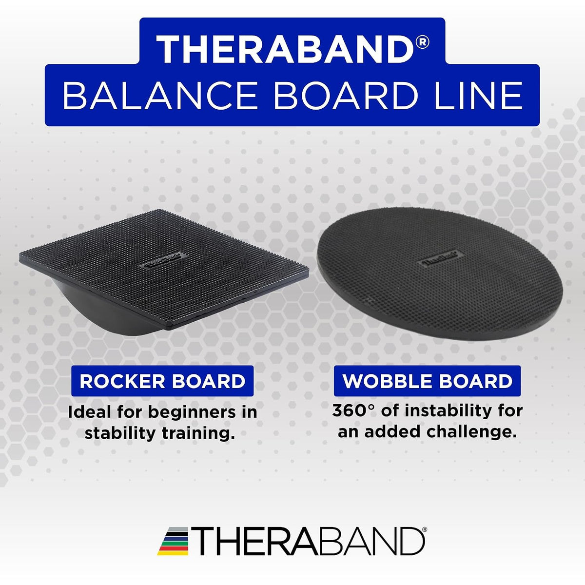 THERABAND Rocker Board, Wobble Balance Board, Core Strength Trainer, Black