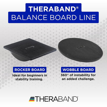 THERABAND Rocker Board, Wobble Balance Board, Core Strength Trainer, Black