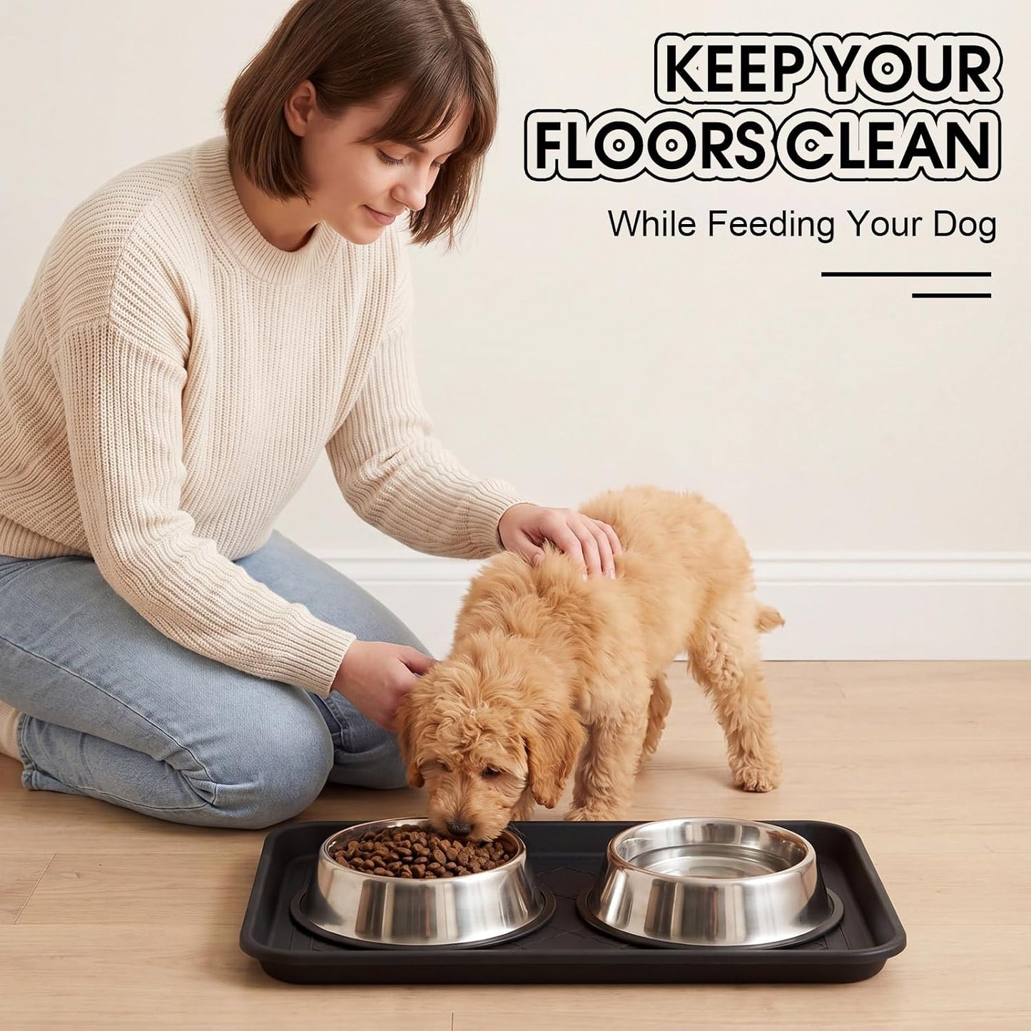 Novabright 6 Pcs Boot Tray with 24 Pcs Anti-Slip Pads Waterproof Boot Mat Wet Shoe Tray & Pet Food Mat, Multi-Purpose Garden Tool for Entryway Indoor Boots Shoes Pets(14 x 11 Inch)