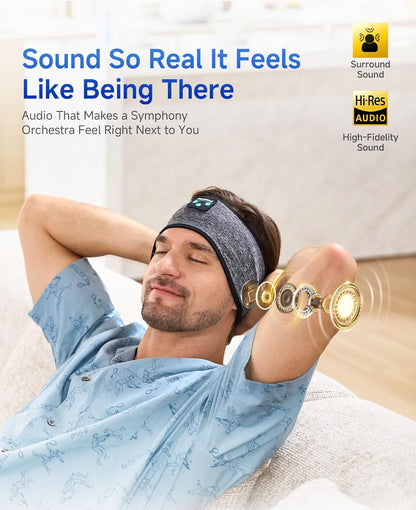Sleep Headphones | Bluetooth 5.4 Headband | Wireless Earbuds Earphones Sweat Resistant with Ultra-Thin HD Stereo Speaker, Headphone Band for Side Sleepers Workout Running Tech Gadgets Unique Gifts