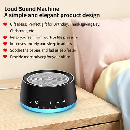 Sound Machine Night Light White Noise Machine with 30 Soothing Sounds 12 Colors Night Light Sleep Machine for Baby Kids Adults Brown Pink Nosie Machine with 32 Volume Levels for Office Home Travel