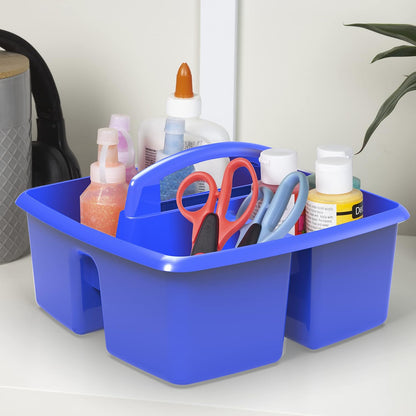Storex 2-Compartment Large Cleaning Caddy – Multipurpose Supply Organizer with Handle - Black, 1-Pack (00973A06C)