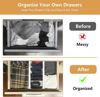 KABUM Upgrade Adjustable Drawer Divider Organizer(2.8 * 11.7-18.5") | Expandable Organization for Home, Office,2.8" High Expandable from 11.7" to 18.5",4 Dividers with 6 Long and 2 Short Inserts