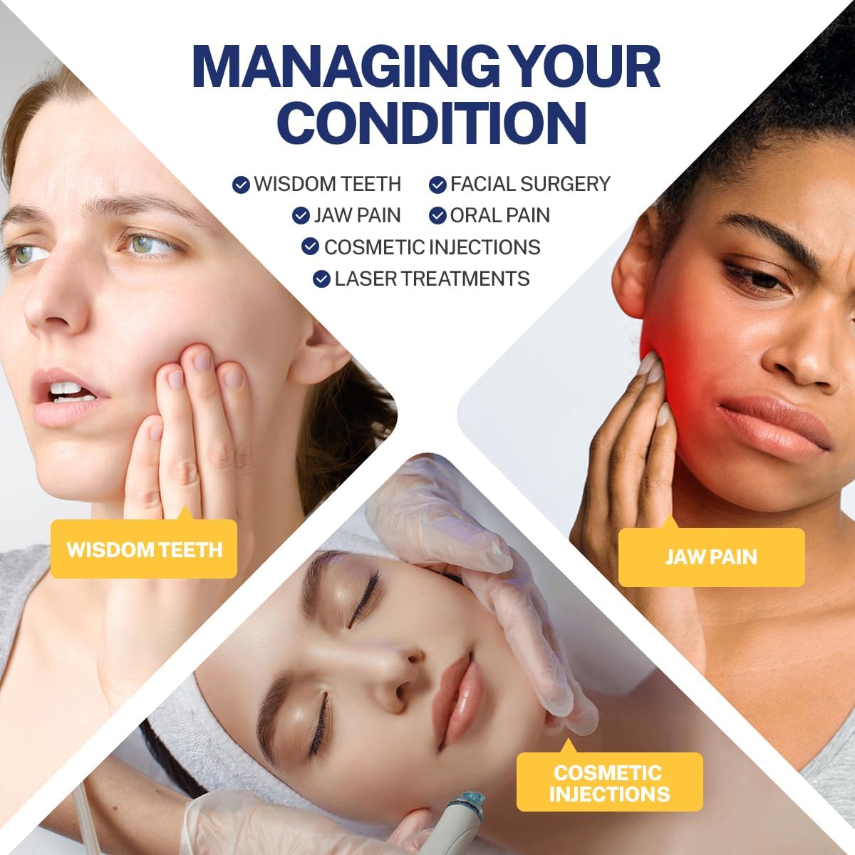 Comfpack Face Ice Pack Wrap for TMJ Relief with 4 Reusable Gel Packs | Hot Cold Therapy, Wisdom Teeth Ice Pack Head Wrap for Tooth Extraction & Teeth Removed, Oral Surgery, Cosmetic Injection