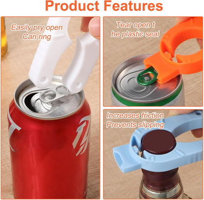 8 Pcs Water Bottle Opener Plastic Bottle Cap Opener Multi-Purpose Orange Soda Can Openers Plastic Jar Grip for Weak Hands Home Kitchen Camping Outdoor Adventure