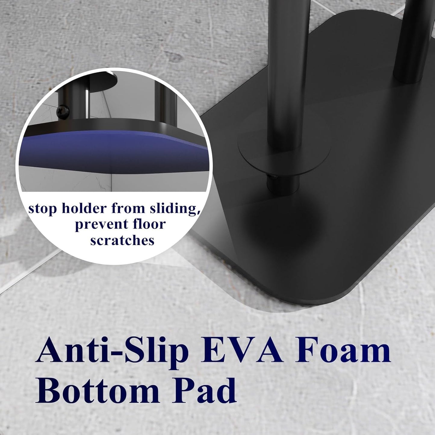 Kitsure Metal Toilet Paper Holder Free Standing, Medium, Black | Rustproof Toilet Paper Stand for 4 Rolls, Bathroom Organizers and Storage with Anti-Slip Base and Plastic Shelf