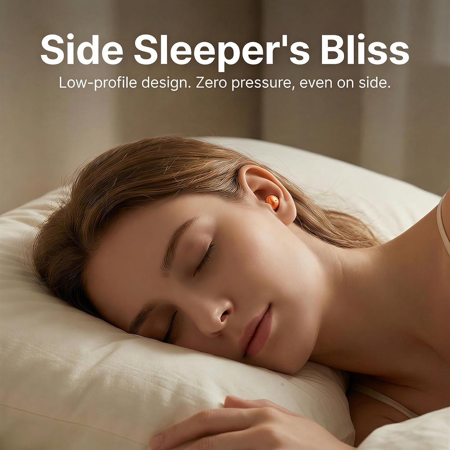 Wireless Bluetooth Sleep Earbuds for Side Sleepers - Lunar White | Miniature low profile fit, Stay-in architecture, Noise reduction, Twist open charging case, Wide device compatibility