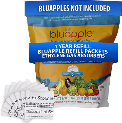 Bluapple Produce Saver Ethylene Gas Absorber - Fresh Fruit & Vegetable Storage for Refrigerator Crisper, Shelves & Fruit Bowls, Produce Keeper, Fruit Saver, Kitchen Must Haves, BPA-Free - 2-Pack