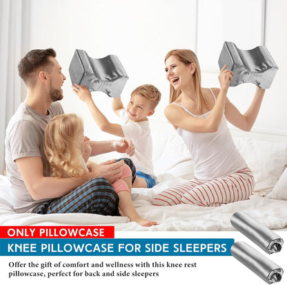 HunnmingRe 2 Pcs Knee Pillowcase for Side Sleepers, Satin Knee Pillow Cover