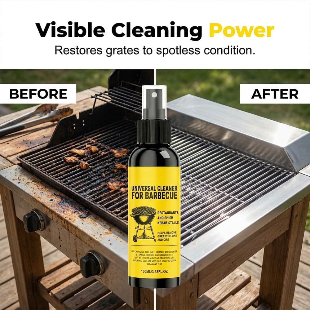 Grill Cleansing Spray, BBQ Cleaner Multi Purpose Kitchen Degreaser, Oven Stove Air Fryer Cleaning Fluid for Stubborn Burnt Grease Stains Indoor Outdoor Home Cooking Surfaces