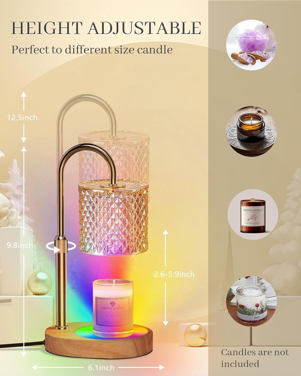 Candle Warmer Lamp with Timer Dimmer Adjustable Height for New Home Decor, Birthday Gifts for Women,Candle Warmer for Women Mom Christmas Mother's Day Gfit