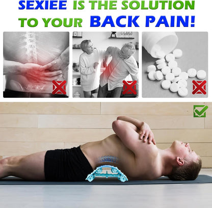 Back Stretcher for Lower Back, Pneumatic Adjustable Lumbar Support Board with 10 Magnets and 90 Massage Points, Daily Back Stretching Device for Home, Office, Yoga and Travel