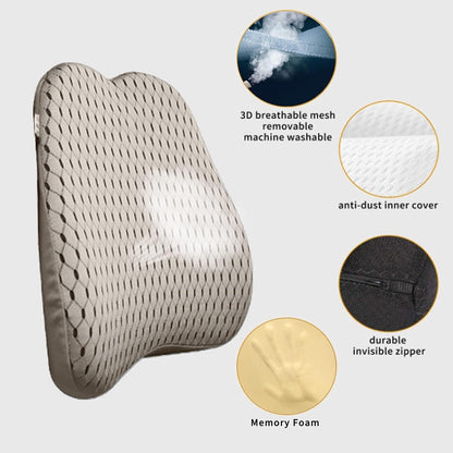 Memory Foam car Lumbar Support Pillow - Memory Foam Back Cushion - Used for car Seats, Office Chairs, recliners, Sofas, etc. (Gray)