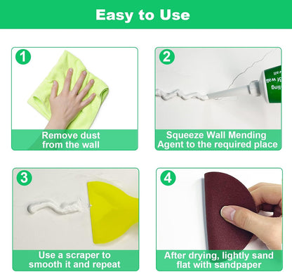 Drywall Repair Kit, 2 Pack Spackle Wall Repair Patch Kit with Scraper, Wall Mending Agent Large Hole Drywall Patch, Easy to Fill Holes in Home Wall and Quick Repair Crack, Plaster Wall Repair