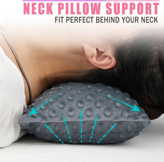 Small Neck Pillow for Recliner Chair Neck Support Pillows Pain Relief Plump Adjustable Filling Nap Airplane Sleeping Little Cushion Minky Dot Dark Gray
