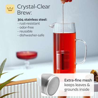 Stainless Steel Tea Infuser for Loose Leaf Tea, Small (1.5” Diameter x 2.2” Height) – Extra Fine Mesh Strainer with Chain Hook & Lid, Reusable Tea Steeper for Mugs, Cups & Teapots