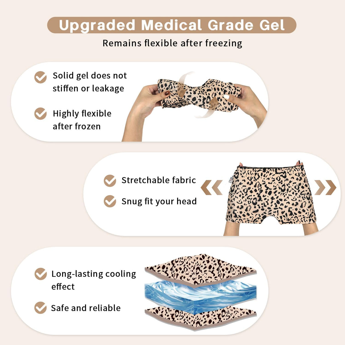 my novel things Migraine Relief Cap, Ice Headache Relief Mask Cold Cap Set