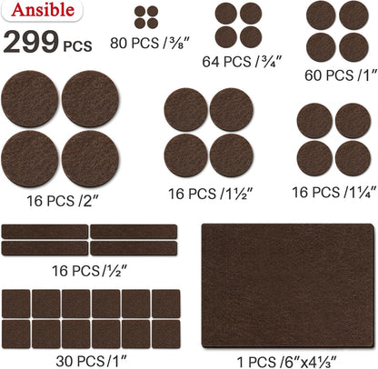 Ansible Felt Furniture Pads Chair Leg Floor Protectors 1" 60PCS | Felt Pads for Hardwood Floors,Self-Adhesive, Reduce Noise and Anti-Scratches,Easy to Install,Beige,Round