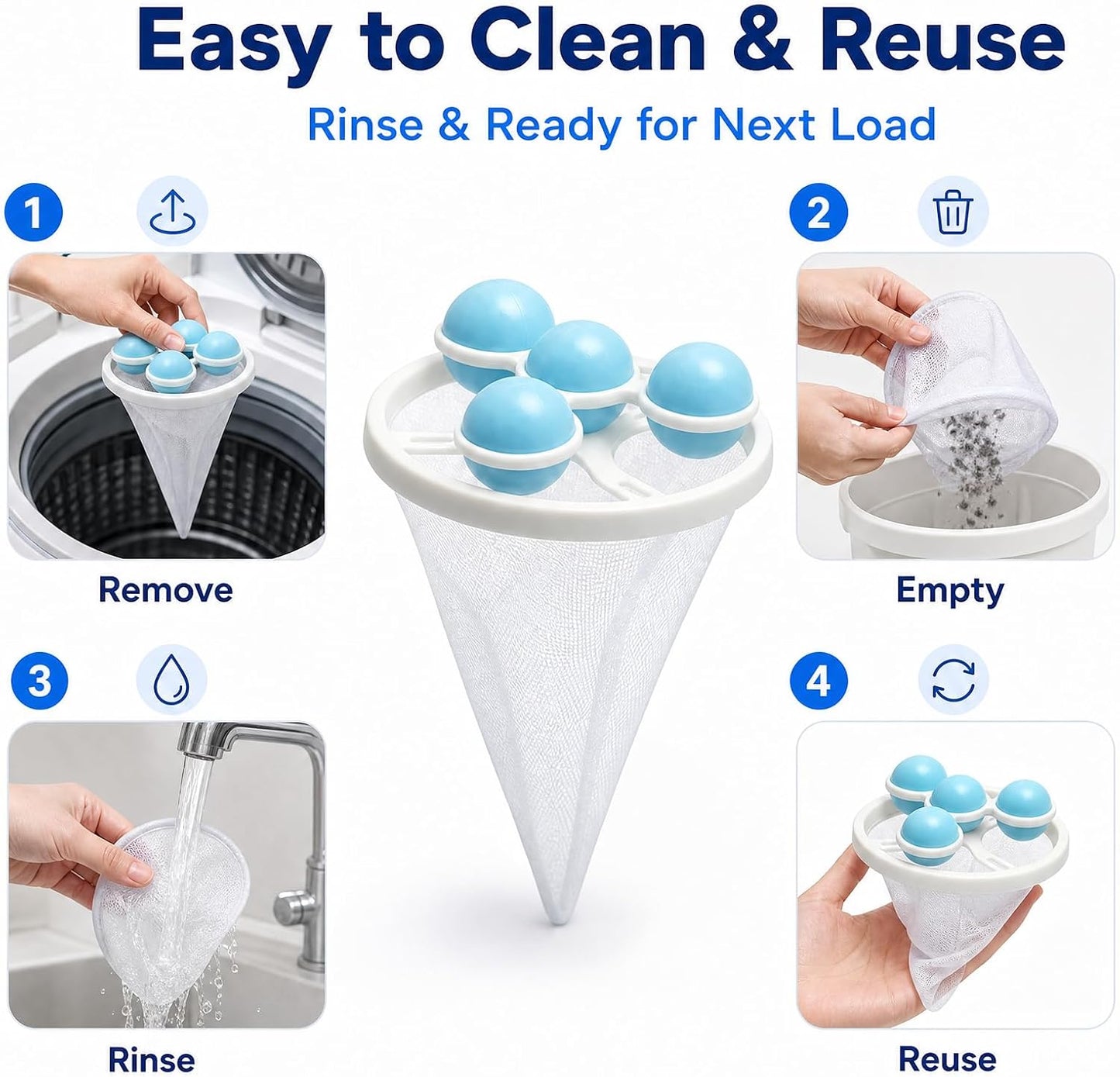 3PCS Washing Machine Hair Filter Mesh Bags, Reusable Floating Mesh Laundry Filter Bags, Washing Machine Lint Catcher for Laundry