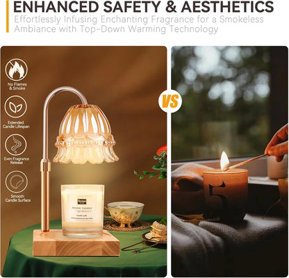 Candle Warmer Lamp with 3 Bulbs, Adjustable Height Dimmable Candle Warmer with Timer, Candle Lamp with Charming Gift Box Ribbon,Birthday Gifts for Women Mom, House Warming Gifts New Home Decor