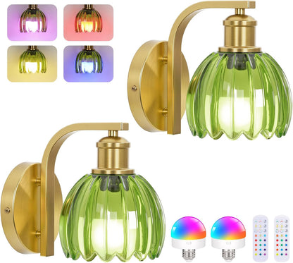 Vintage Battery Operated Wall Sconce, Wireless Wall Lights with Bulbs