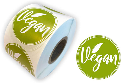 Vegan Stickers Food Rotation Labels 3.81 cm 1.5 Inch Round Circle Dots 500 Adhesive Stickers