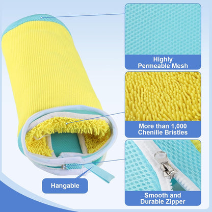 2 PCS Shoe Washing Machine Bags for Washer and Dryer, Grey + White | Reusable Laundry Shoe Bag, Hands Free, Hidden Self-locking Zipper, 360° Deep Cleaning, For Sneakers and All Shoes Types