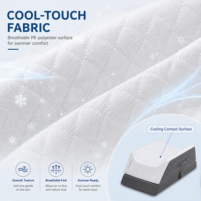 3-Height Adjustable Wide Leg Elevation Pillows for After Surgery or Sleeping, Memory Foam Support for Both Legs, Knee & Ankle Wedge for Swelling & Circulation, Removable Washable Velvet Cover